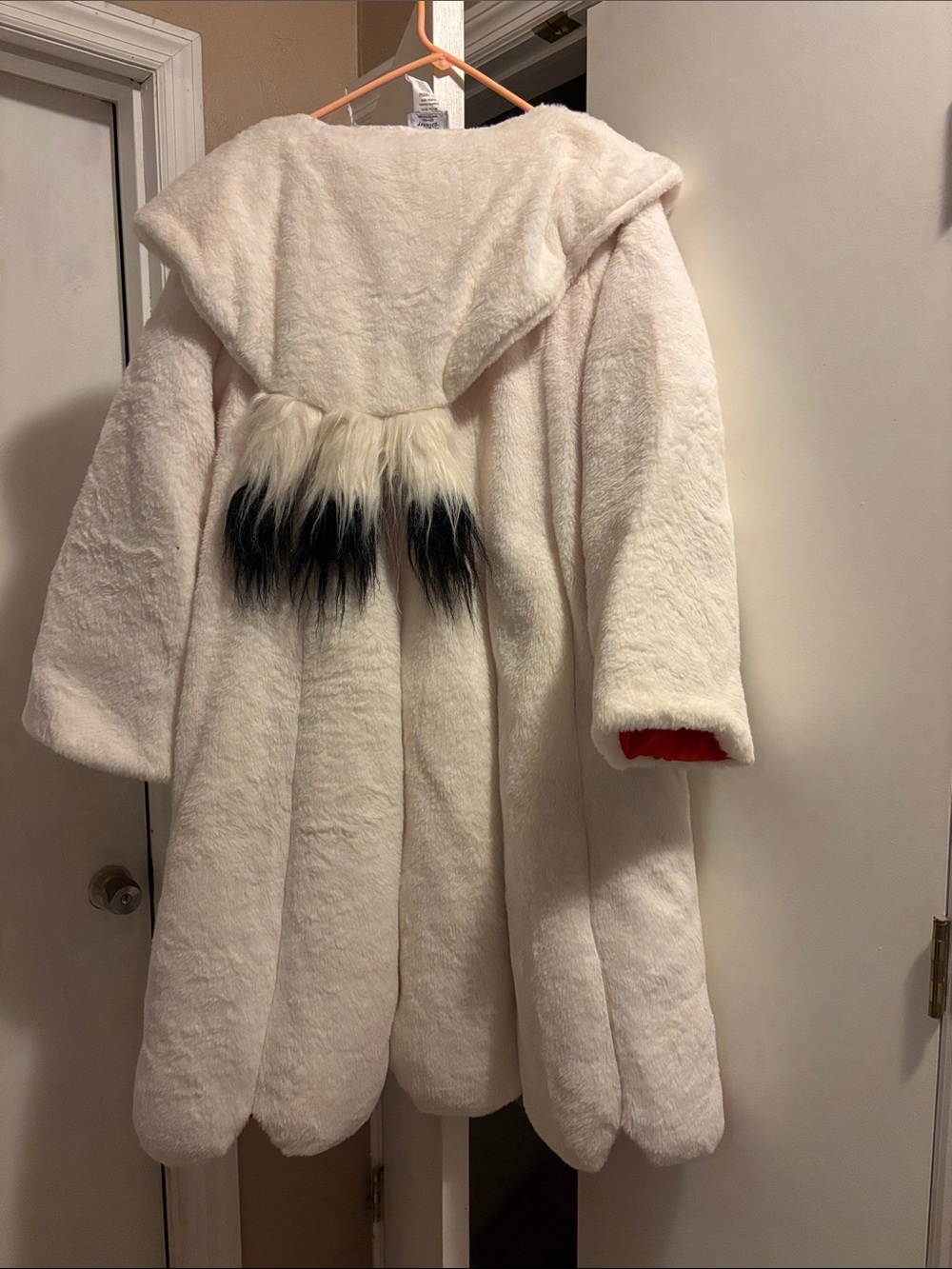 Disney White Faux Fur Teddy Coat with Red Satin Lining - Picture 2 of 3